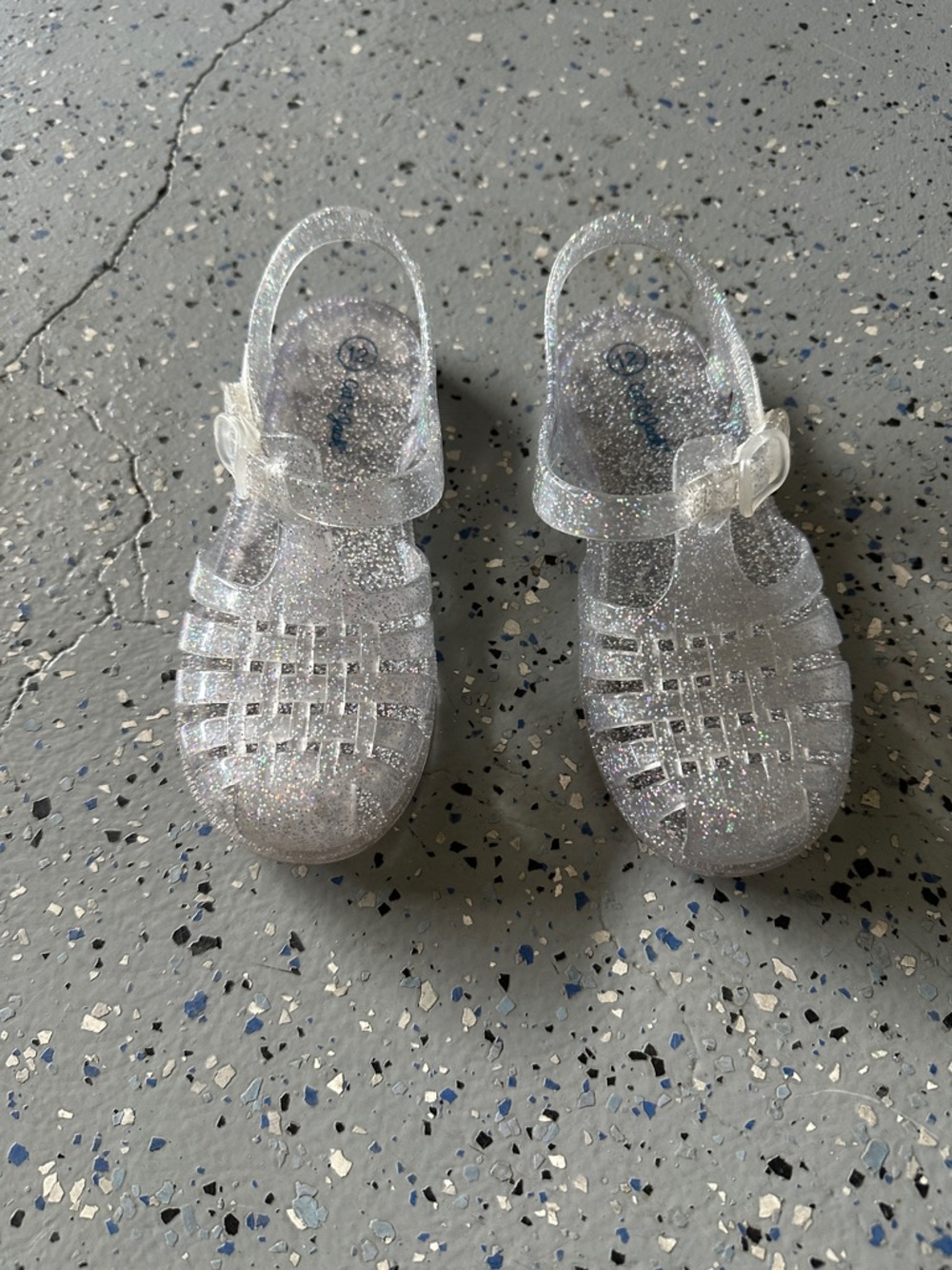 Cat and Jack 12 Kids Glitter Jelly Sandals - Clear Silver